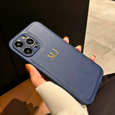 Personalized Textured Leather iPhone Case — Gold Initials